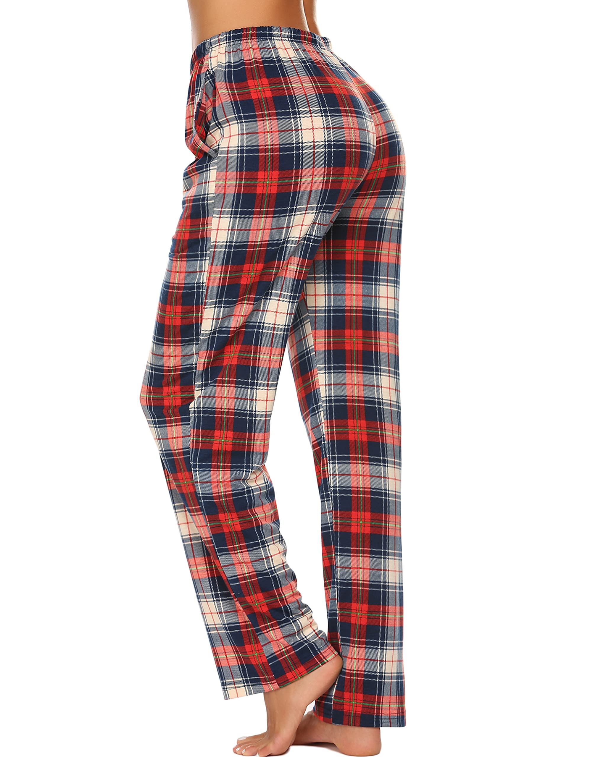 Ekouaer Womens 2 Pack Lounge Pants Comfy Pajama Pants Plaid Pajama Bottoms with Pockets Drawstring Pj Bottoms