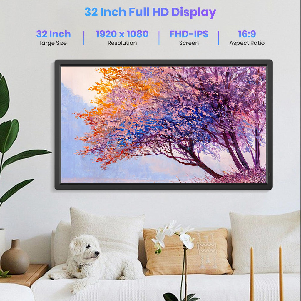 Uhale 32" Extra Large Digital Picture Frame 64GB, WiFi Photo Frames 1920 x 1080 FHD IPS Display with Remote Control, Wall Mounted, Slideshow, Support USB and SD Card, Instantly Share Photos Videos