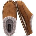 KuaiLu Mens Slippers with Orthopedic Arch Support Suede Faux Fur Fluff Plush Wool-like Warm House Shoes Comfortable Slip-on Bedroom Indoor Outdoor Clogs Slippers for Man, Size Khaki 7