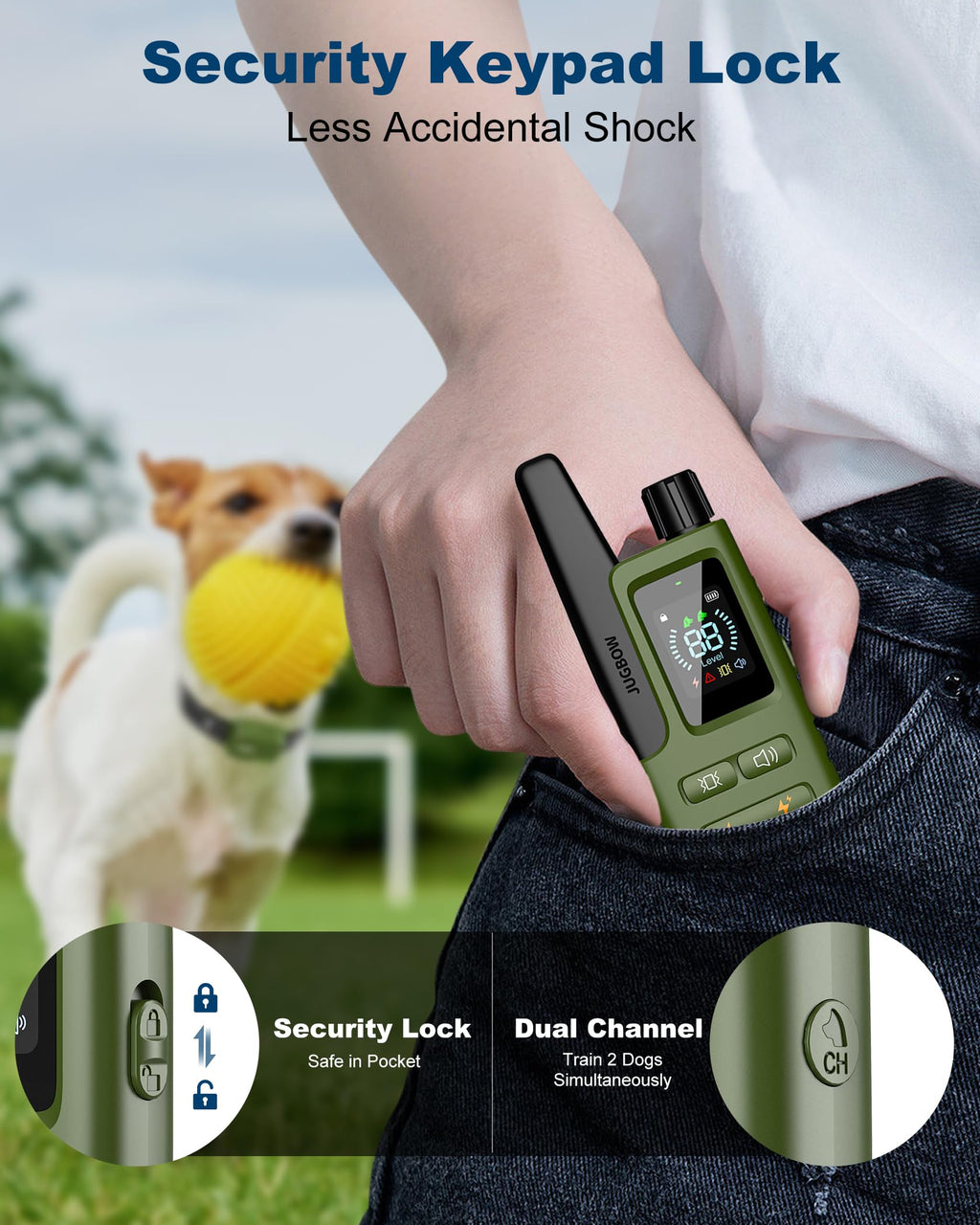 Jugbow Dog Shock Collar - 4200FT Dog Training Collar with Remote Innovative IPX7 Waterproof with 4 Training Modes, Rechargeable E-Collar for All Breeds