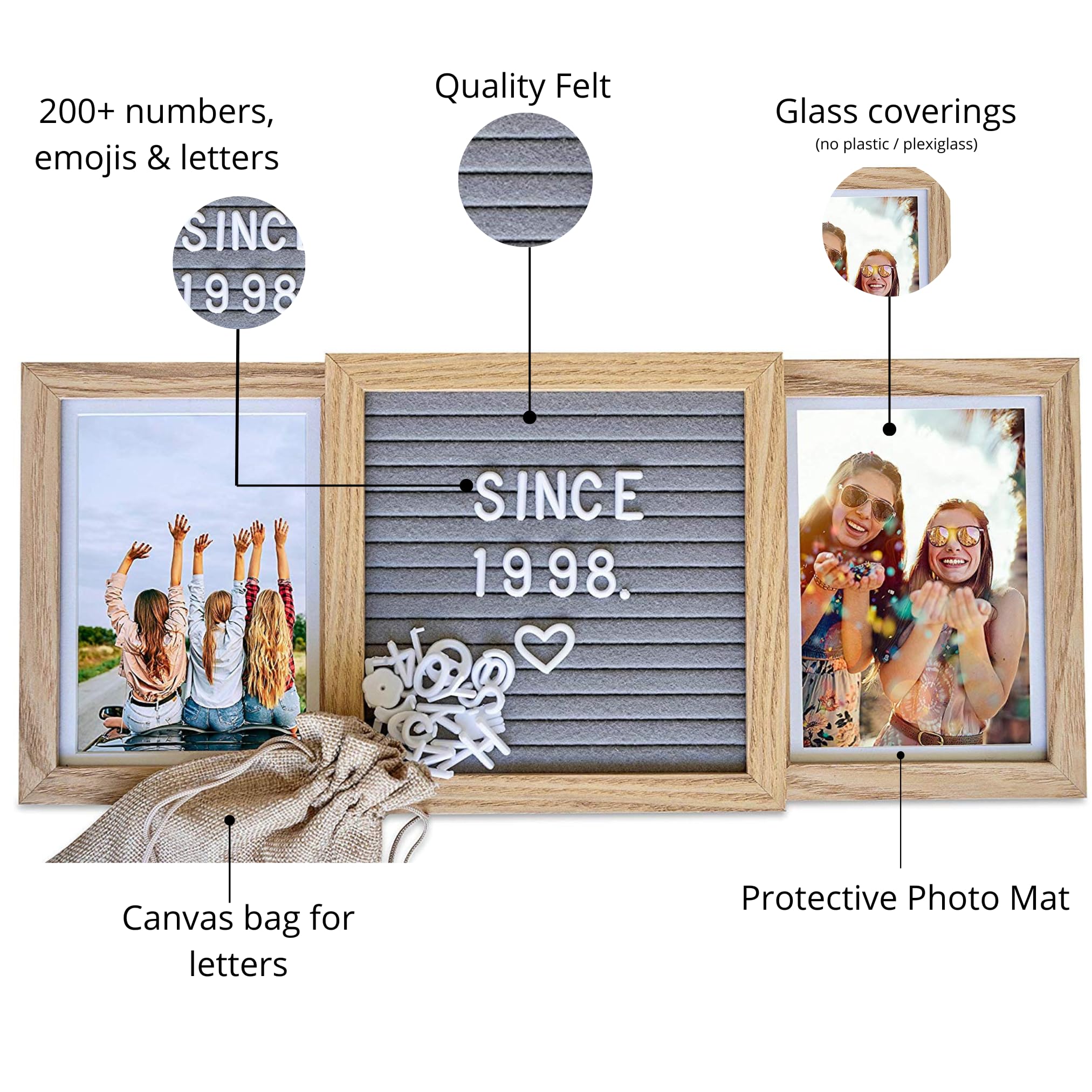 Personalized Picture Frame with Custom Letter Board – Two Photo Display for Mom, Grandma, Best Friend Frame, Sisters, or Couples – Custom Photo Frame and Personalized Wedding or Friendship Gift