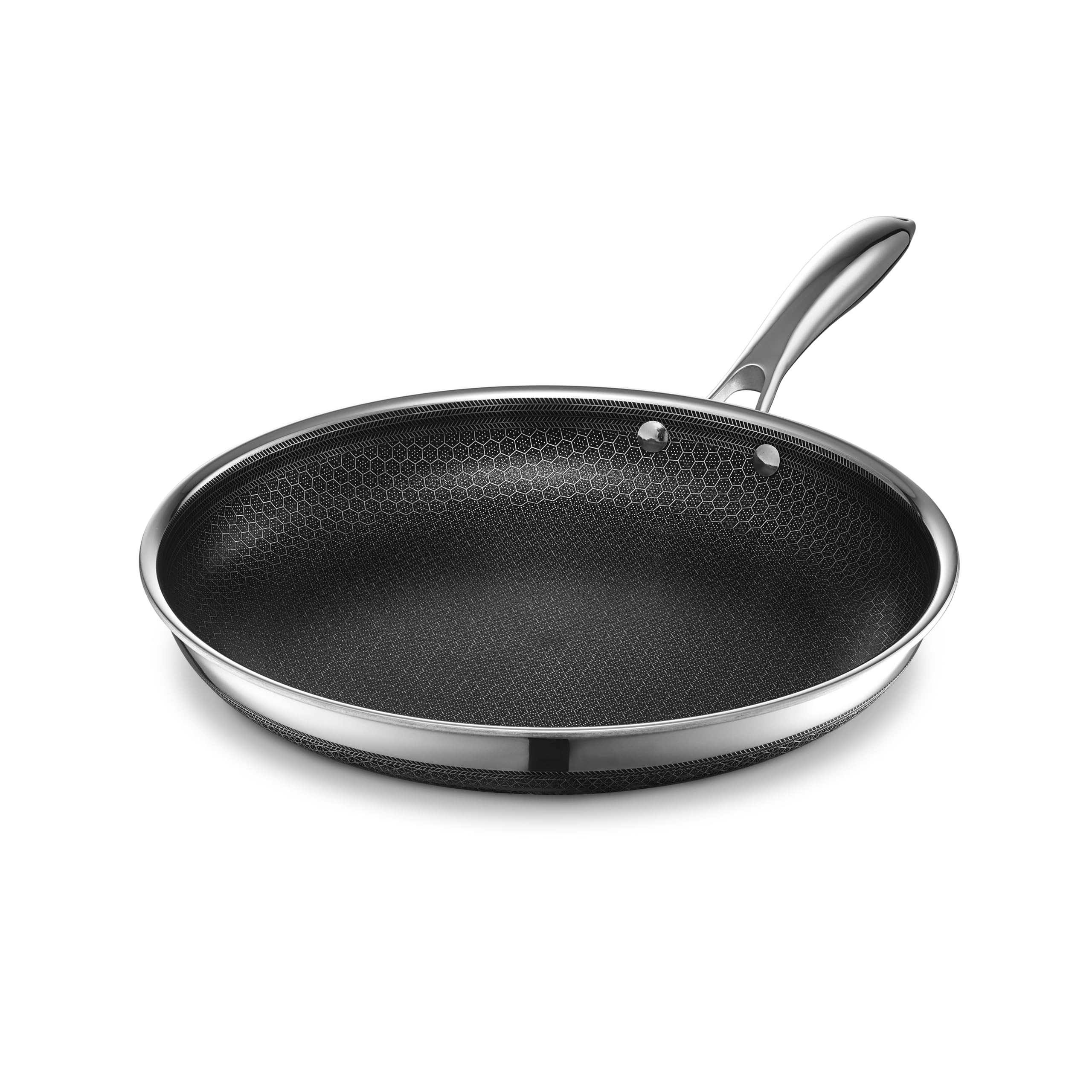 HexClad Hybrid Nonstick 12-Inch Frying Pan, Stay-Cool Handle, Dishwasher-Friendly, Oven-Safe Up to 900°F, Induction Ready, Compatible with All Cooktops