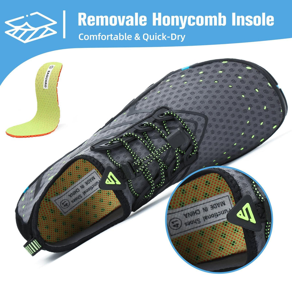 Mishansha Water Shoes for Women Men, Quick-Dry Barefoot Swim Shoes with Drainage Holes, Lightweight Aqua Shoe for Beach Pool River Boating Yoga Walking 10.5 Women/8.5 Men Battleship Grey