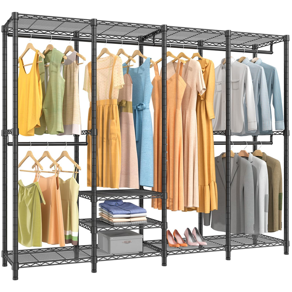 VIPEK V40 Wire Garment Rack Heavy Duty Clothes Rack for Hanging Clothes, Multi-Functional Bedroom Clothing Rack Freestanding Closet Wardrobe Rack, Max Load 1110lbs, Black