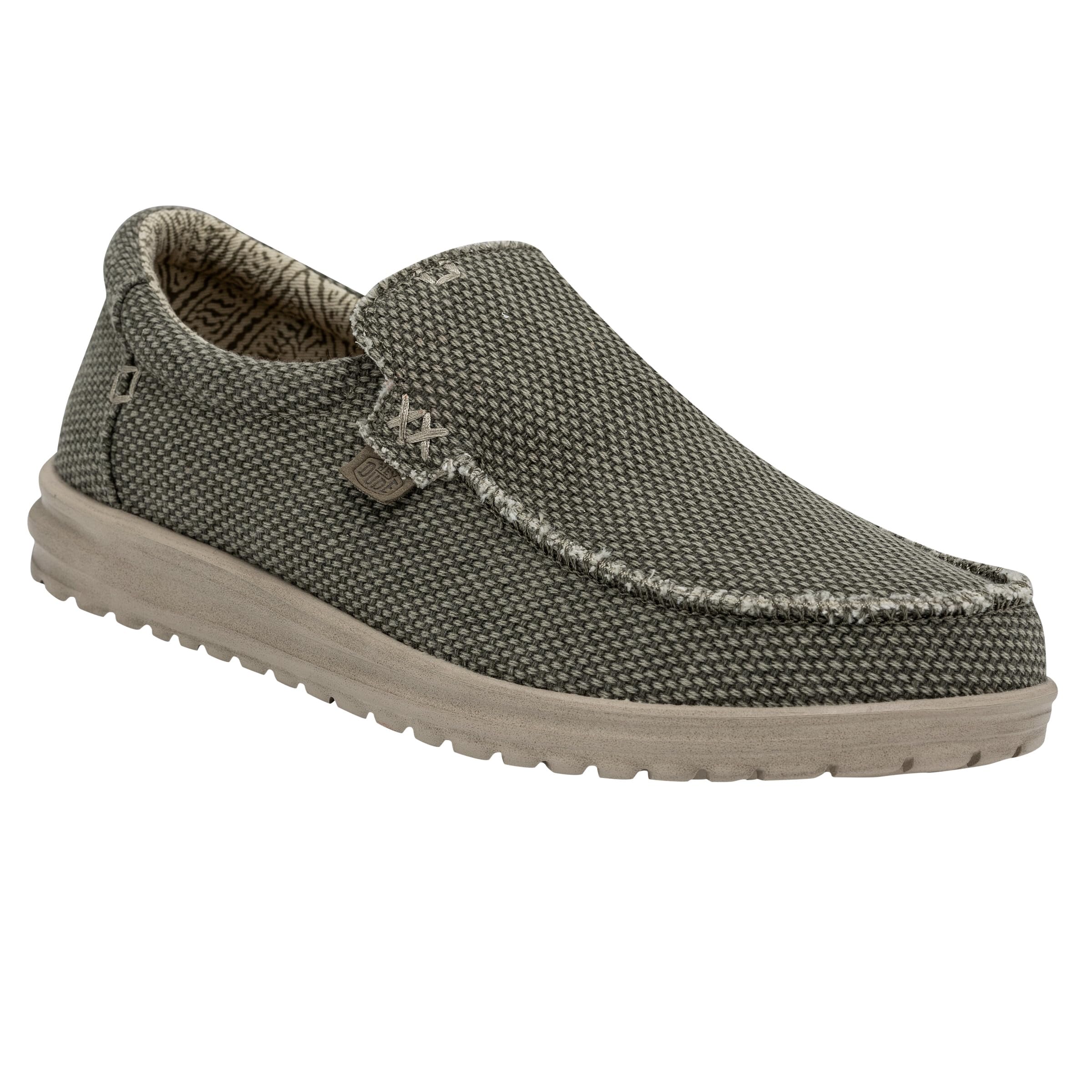 HEYDUDE Men's Mikka Braided Army Size 8| Loafers | Men's Slip On Shoes | Comfortable & Light-Weight