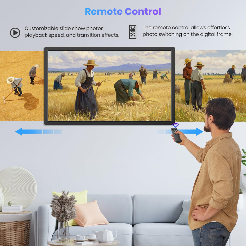 Uhale 32" Extra Large Digital Picture Frame 64GB, WiFi Photo Frames 1920 x 1080 FHD IPS Display with Remote Control, Wall Mounted, Slideshow, Support USB and SD Card, Instantly Share Photos Videos