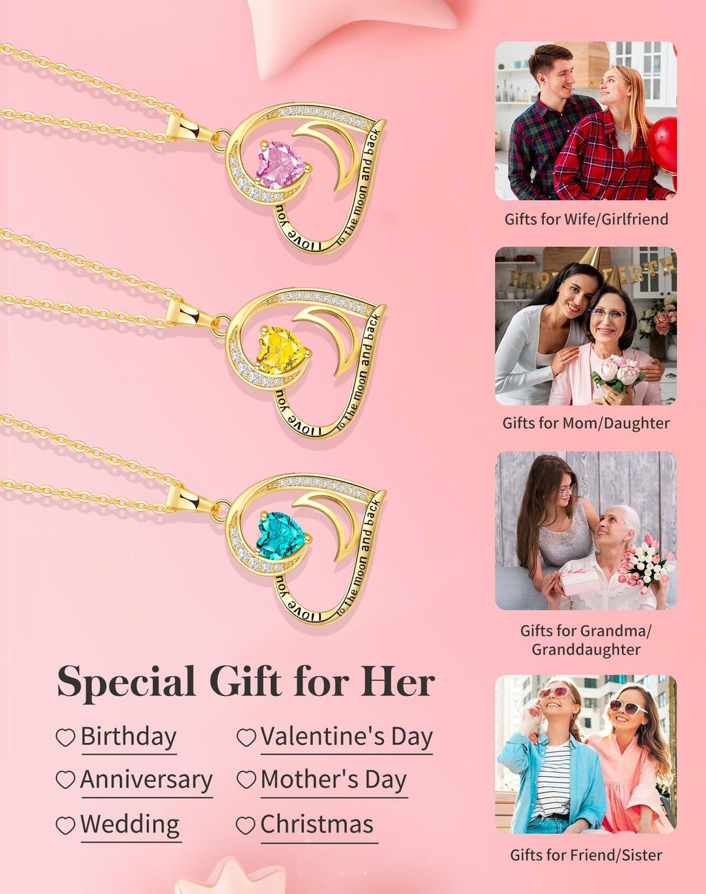 lobci Gold Necklace for Women Jewelry for Women Girlfriend Heart Necklaces for Wife Necklace for Mom from Daughter December Turquoise Birthstone(G-Dec-Turquoise)