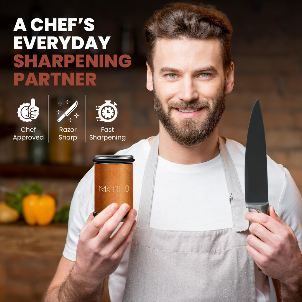 Rolling Knife Sharpener Kit, Diamond & Ceramic Roller Sharpener with 15°/20° Magnetic Angles for Kitchen, Chef, and Outdoor Knives, Professional Knife Sharpening Tool