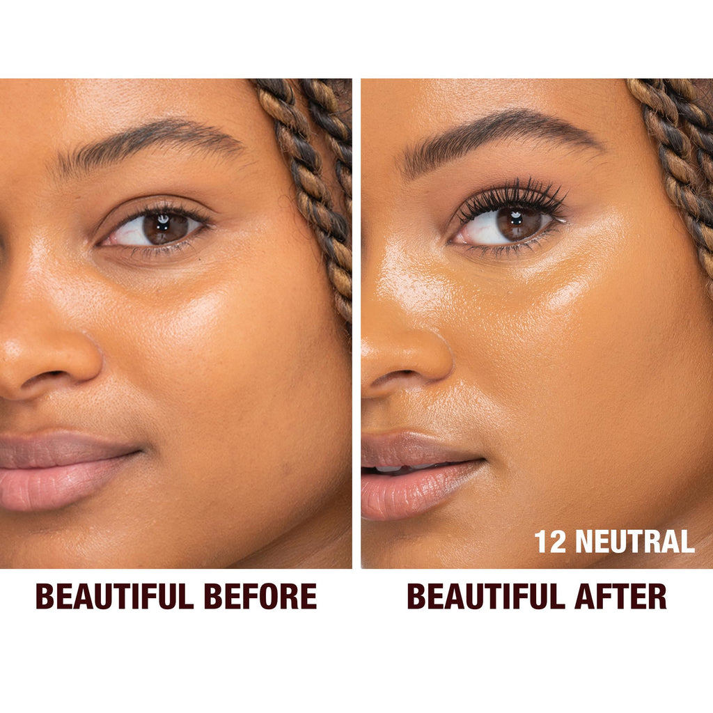 Charlotte Tilbury Beautiful Skin Medium Coverage Hydrating Foundation - Buildable Liquid Makeup for Instant Glow, Plumping Hydration & Lasting Skincare Benefits - 12 Neutral