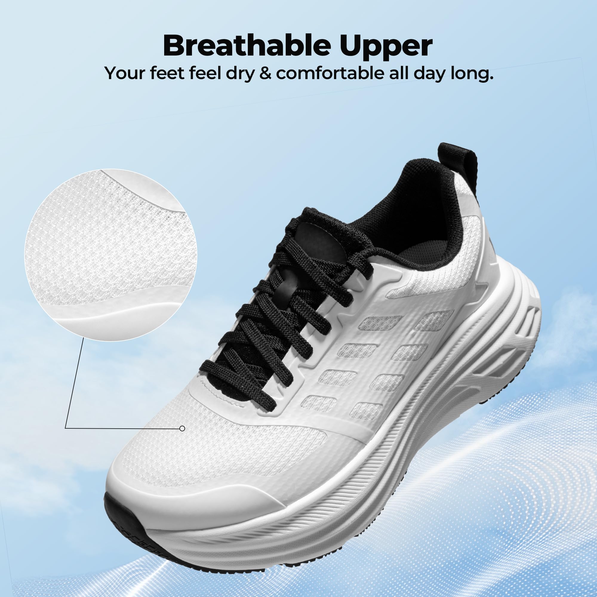 NORTIV 8 Women's Walking Shoes Cushion Running Tennis Shoes ActiveFloat Non-Slip Comfortable Breathable Workout Gym Sports Athletic Fashion Sneakers,Size 7,White,SNWS245W