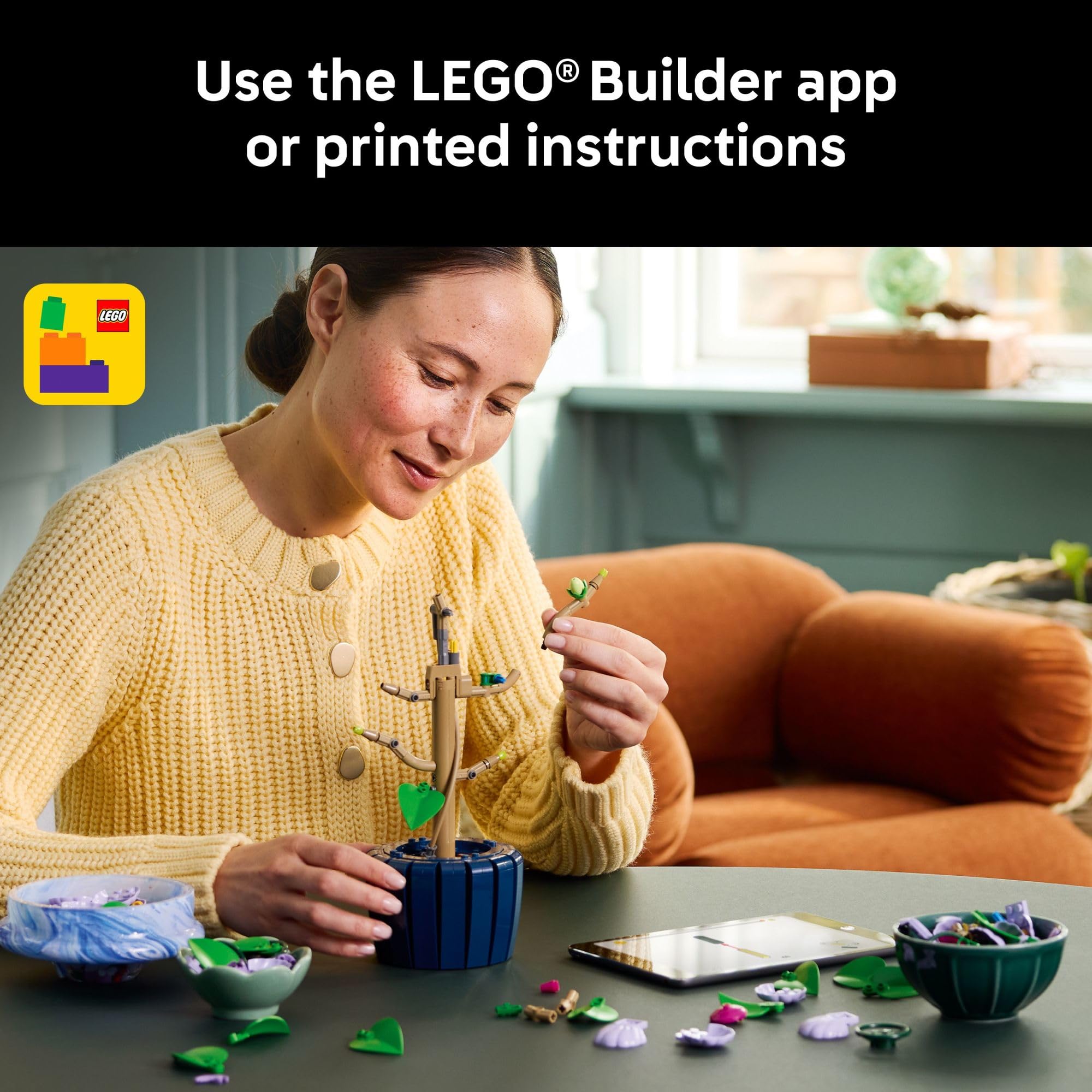 LEGO Botanicals Hibiscus Flower Building Set - Artificial Plant & Flower Building Blocks for Women & Men, Ages 18+ - Home, Office Decor Gift Idea - 10372