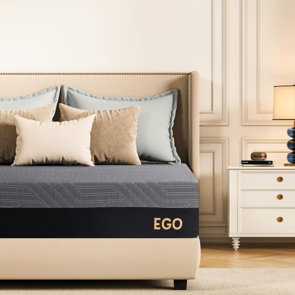 EGOHOME 10 Inch Full Memory Foam Mattress for Back Pain, Cooling Copper Gel Bed in a Box, Foam Made in USA, CertiPUR-US Certified, Therapeutic Medium Firm, Double 54x75x10 Black