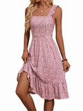 ZABERRY Summer Dresses for Women 2026 Corset Dress Floral Sundress Square Neck Spring Dress Pink Sun Dresses for Women Vestidos De Verano para Mujer 2026