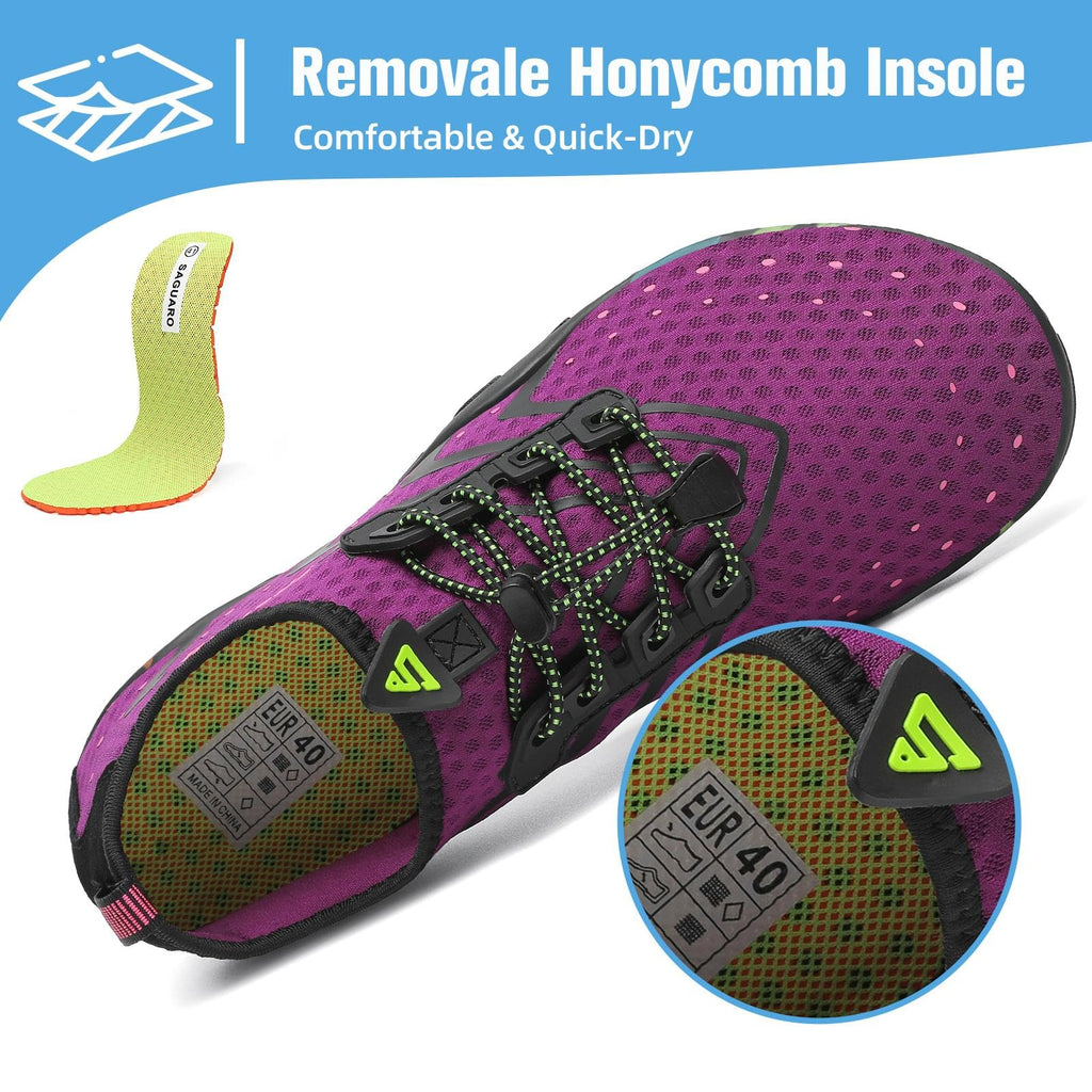 Mishansha Water Shoes for Women Men, Quick-Dry Barefoot Swim Shoes with Drainage Holes, Lightweight Aqua Shoe for Beach Pool River Boating Yoga Walking 8 Women/6.5 Men Purple