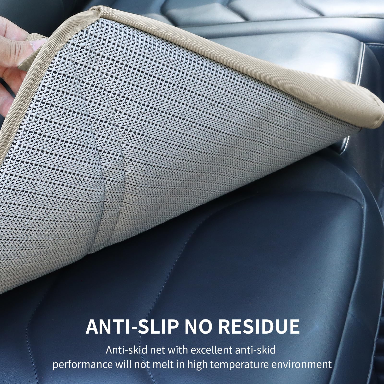Viaviat Car Seat Protector Leather Waterproof Child Safety Seat Protector Cover with Thick Pad and 2 Large Pockets Durable Kick Mat for All Auto Seat (Beige)