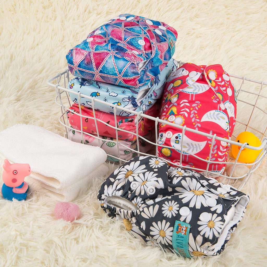 ALVABABY 6pcs with 12 Inserts Baby Cloth Diapers Pocket Newborn Diaper for Less Than 12pounds Baby Snaps Cloth Diapers Nappy