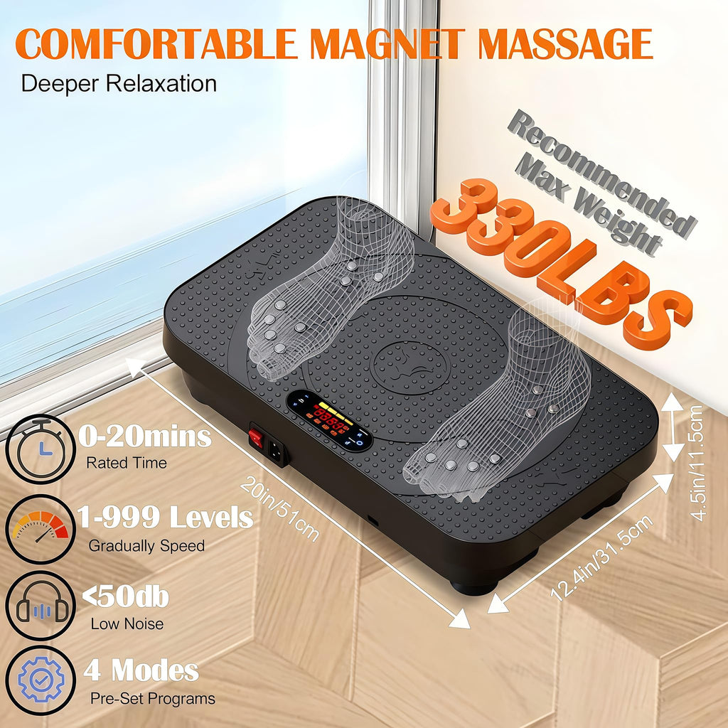 PBYRD Vibration Plate Exercise Machine -Full Body Shaker with Auto Mode, Acupressure Massage & Silicone Pedal, for Lymphatic Drainage, Weight Loss & Fat Burning, Home Fitness Equipment for Woman & Men