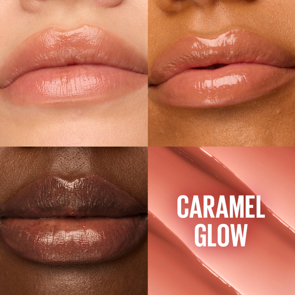 MAYBELLINE Lifter Glaze Oil Balm with Hyaluronic Acid and Hydrating Oil Blend, Lip Balm with 24HRs of Smooth, Moisturizing Shine, Caramel Glow (Sheer Light Brown Nude)