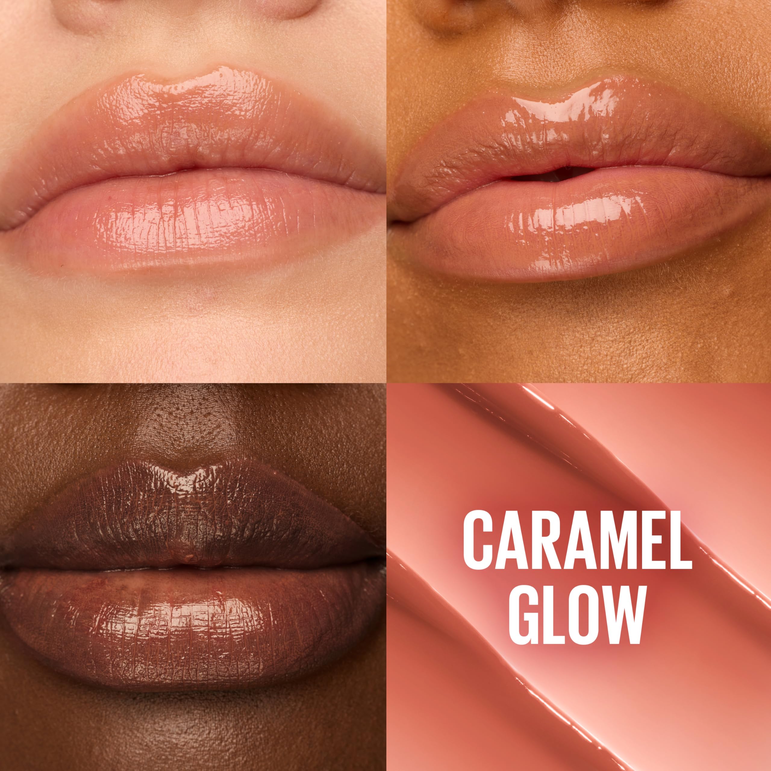 MAYBELLINE Lifter Glaze Oil Balm with Hyaluronic Acid and Hydrating Oil Blend, Lip Balm with 24HRs of Smooth, Moisturizing Shine, Caramel Glow (Sheer Light Brown Nude)