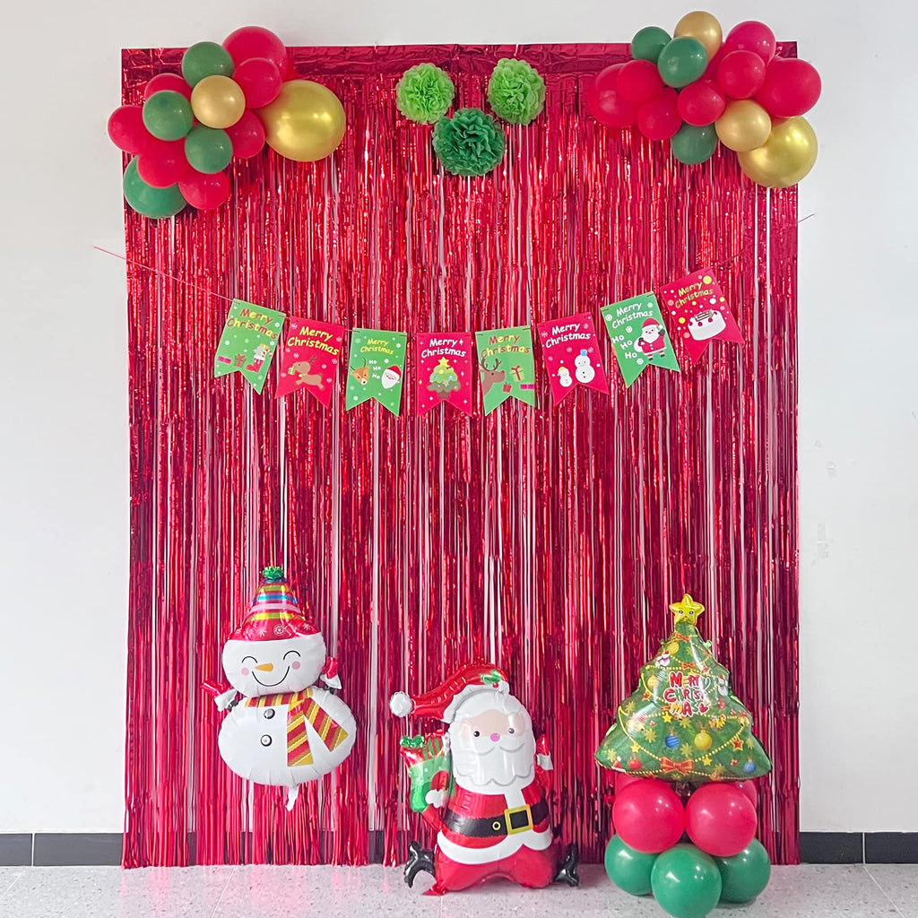 Valentines Day Decorations, Red Foil Fringe Curtain, Melsan 3.2 x 8 ft Metallic Tinsel Curtains Streamer Backdrop for Birthday, Anniversary, Valentine's Day Party Decor - Pack of 2