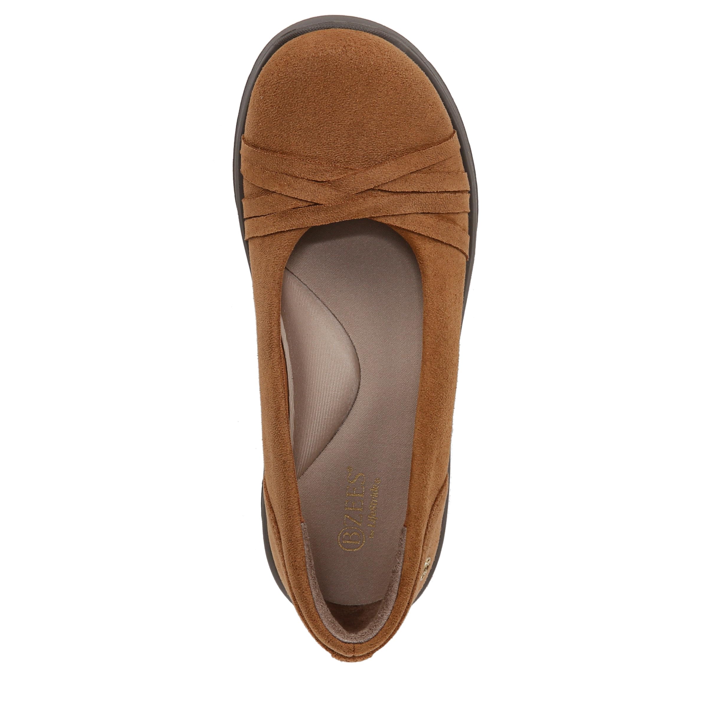 LifeStride Women's Goody Slip-On Loafer Whiskey Tan Leather Fabric 8 W