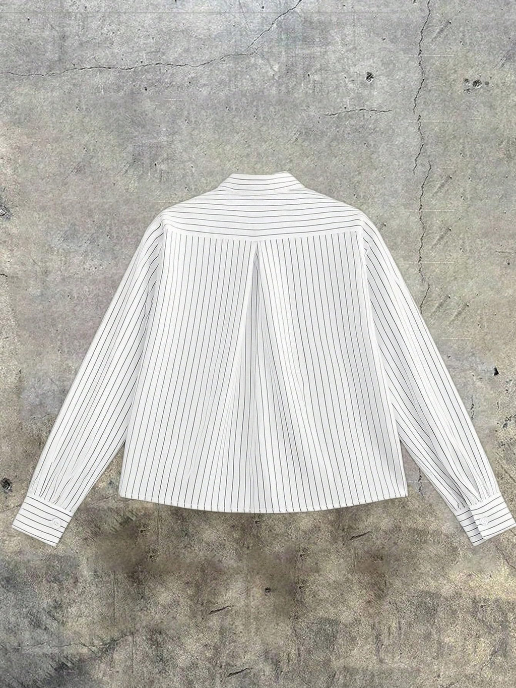GORGLITTER Men's Cropped Button Down Shirts Striped Long Sleeve Oversized Casual Shirt Hip Hop Streetwear White Large