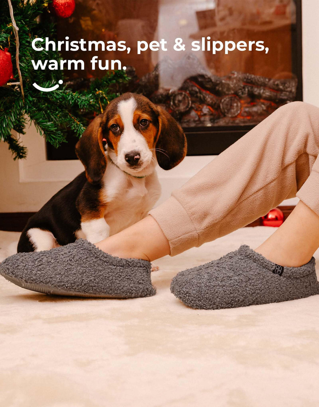 HomeTop Women's Fuzzy Curly Fur Memory Foam Loafer Slippers Bedroom House Shoes with Polar Fleece Lining (8.5, Grey)