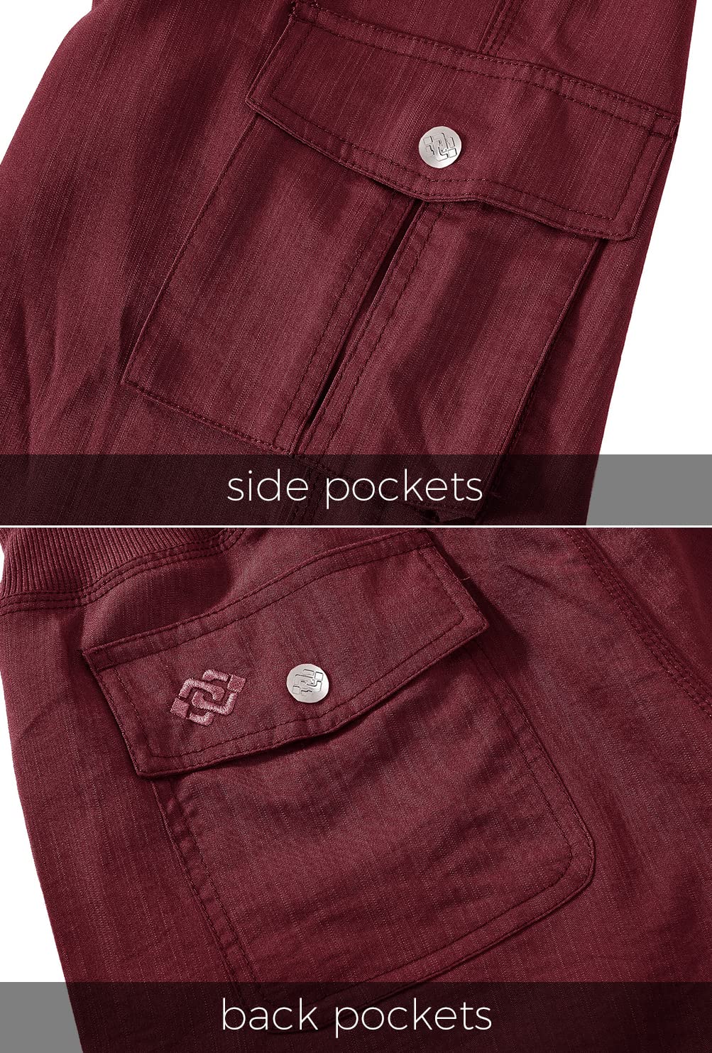 MoFiz Womens Capris with Pockets Loose Fit Casual Capri Pants Dressy Lightweight Ladies Baggy Cargo Pants for Hiking Burgundy Red