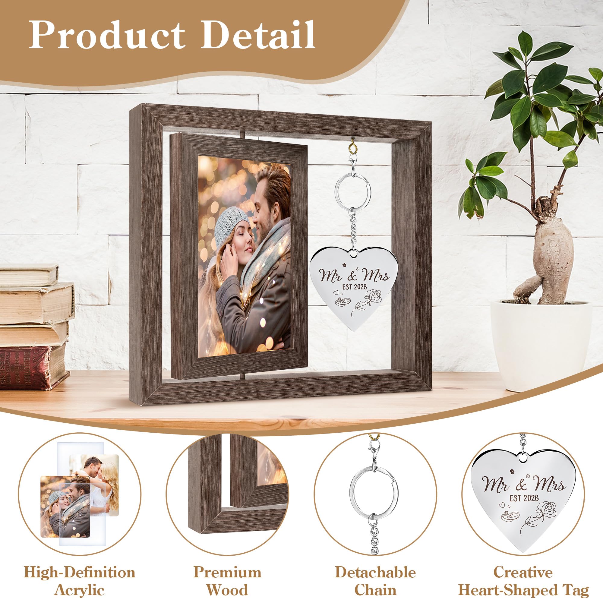 HELORAY Wedding Gifts for Couples Personalized Wedding Gifts for Newlyweds Gift Wedding Picture Frame Mr and Mrs Wedding Presents for Newlyweds Bridal Shower Gift for Bride