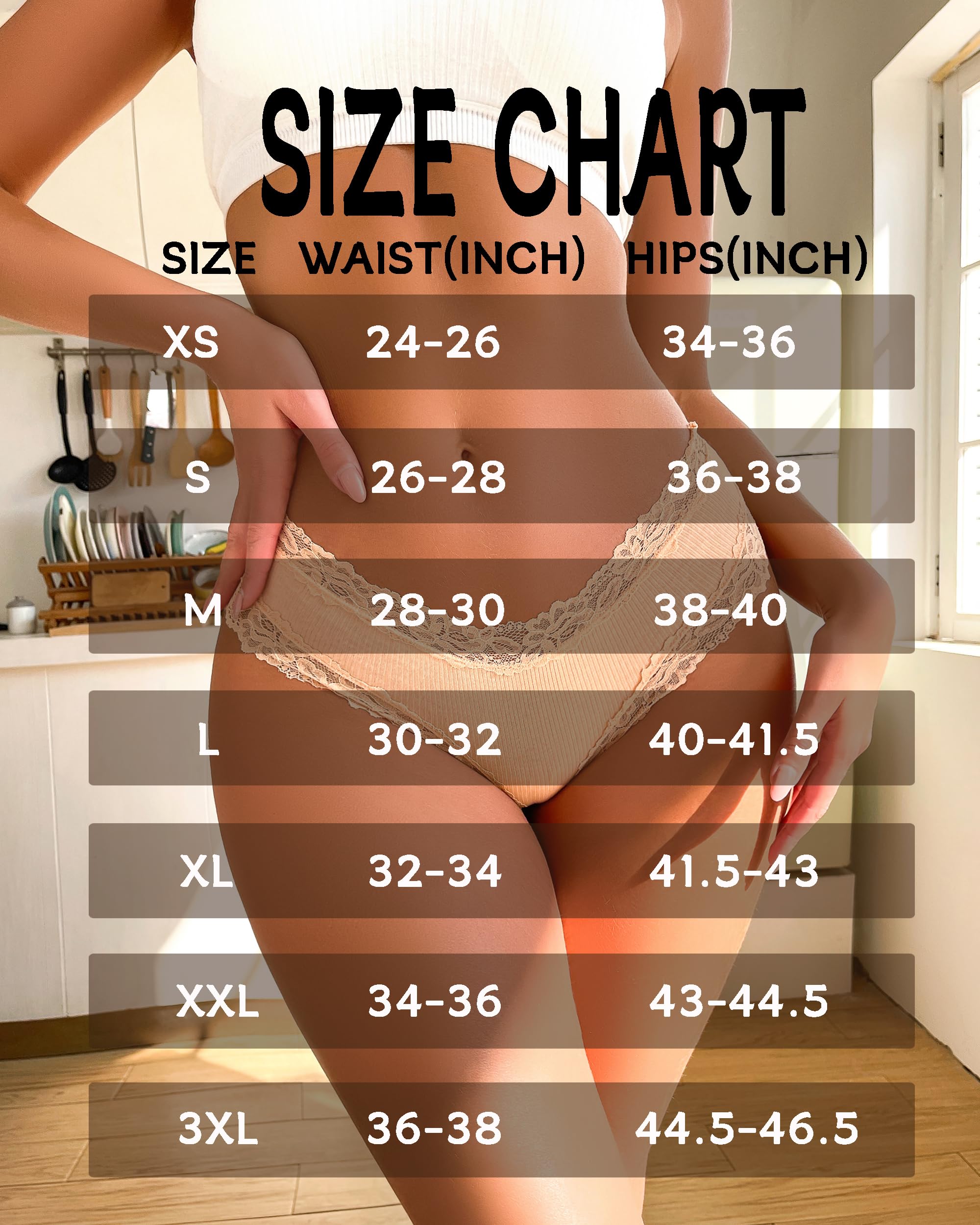 Sth Big Womens Cotton Underwear Sexy Lace Brazilian Panties Soft Breathable Cotton Cheeky Underwear for Ladies 6 Pack (6A, Medium)