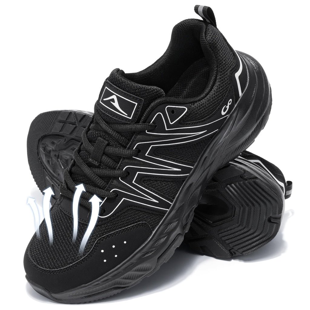 Ablanczoom Men's Walking Shoes Comfortable Breathable Non Slip Lightweight Sneakers for Gym Workout Casual Athletic All Black