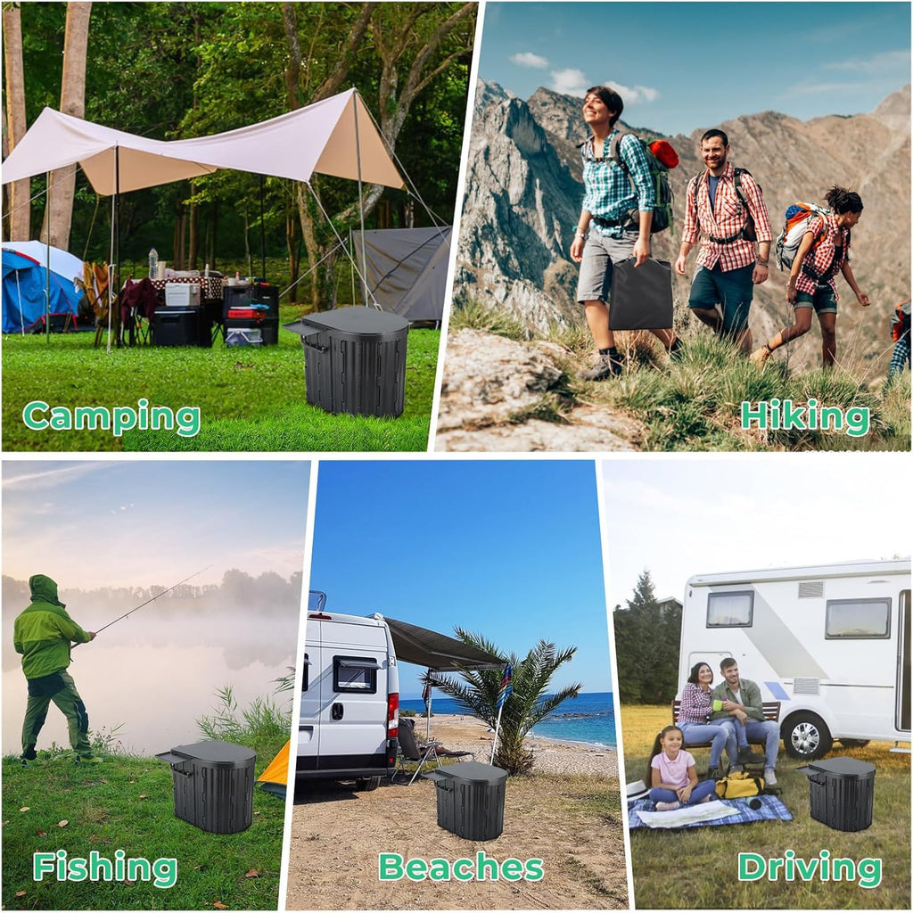 Sckee Camping Toilet, Portable Toilet for Adults, Portable Travel Folding Toilet with Lid and Paper Holder, Compact Potty for Car, Camp Toilet Portable Toilet for Camping, Hiking,Truck, RV, Beach