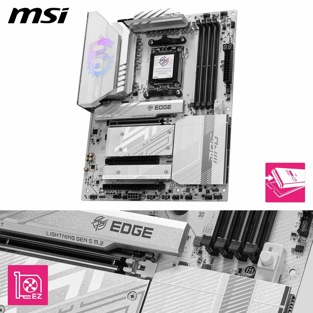 MSI MPG B850 Edge TI WiFi Motherboard, ATX - Supports AMD Ryzen 9000/8000 / 7000 Processors, AM5-80A SPS VRM, DDR5 Memory Boost (8400+MT/s OC), PCIe 5.0 x16, M.2 Gen5, Wi-Fi 7, 5G LAN