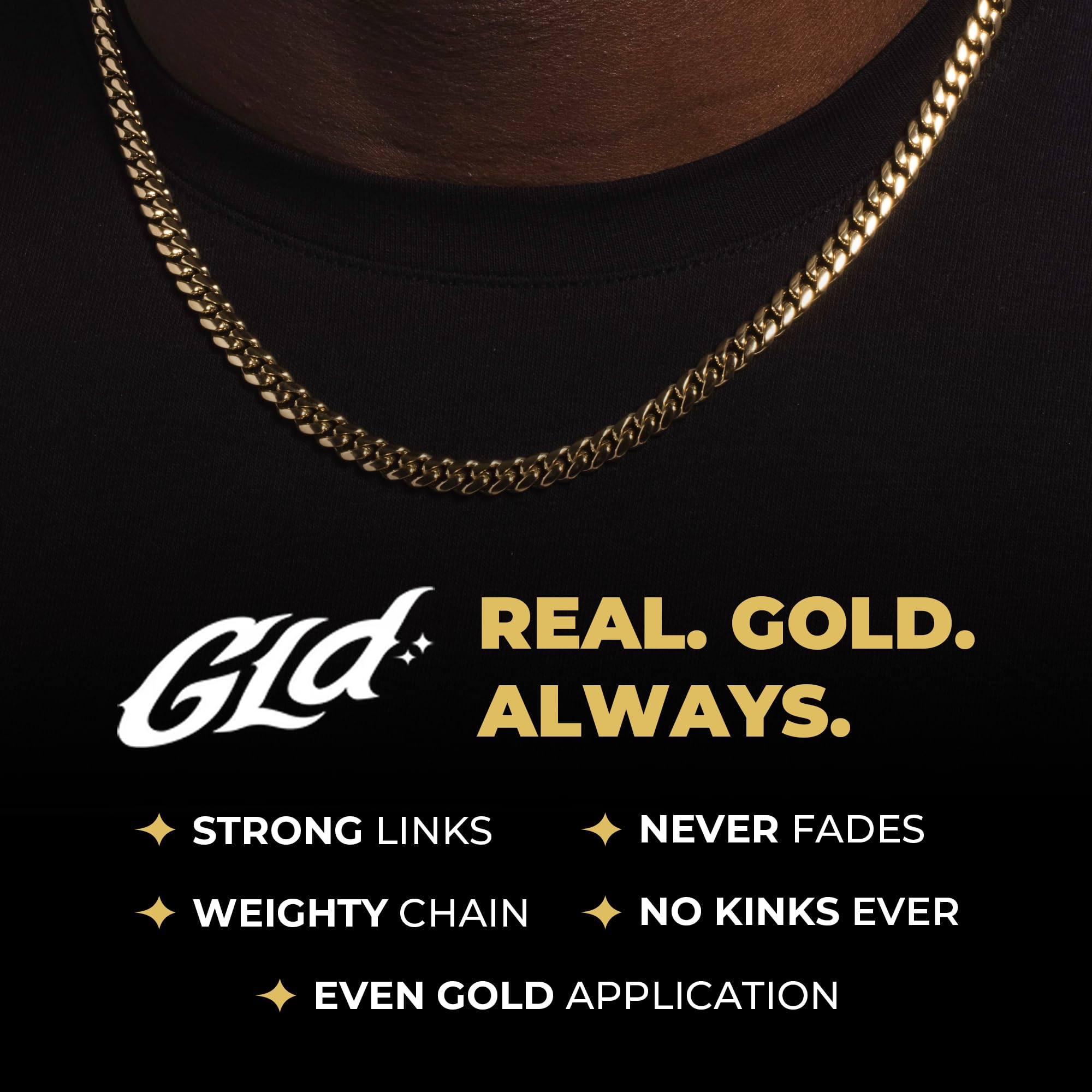 GLD Cuban Link Chain for Men and Women - 8MM, 22", 18K Gold-Plated Miami Cuban Chain with Premium Travel Pouch - Snatch-Proof, Sweat-Proof, Fade-Resistant - Lifetime Quality, Designed in Miami