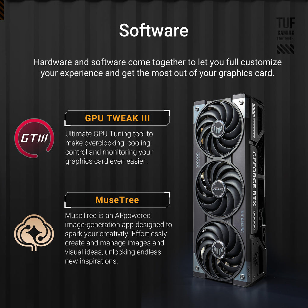 ASUS TUF GeForce RTX™ 5070 12GB GDDR7 OC Edition Graphics Card, NVIDIA, Desktop (PCIe® 5.0, HDMI®/DP 2.1, 3.125-Slot, Military-Grade Components, Protective PCB Coating, Axial-tech Fans)