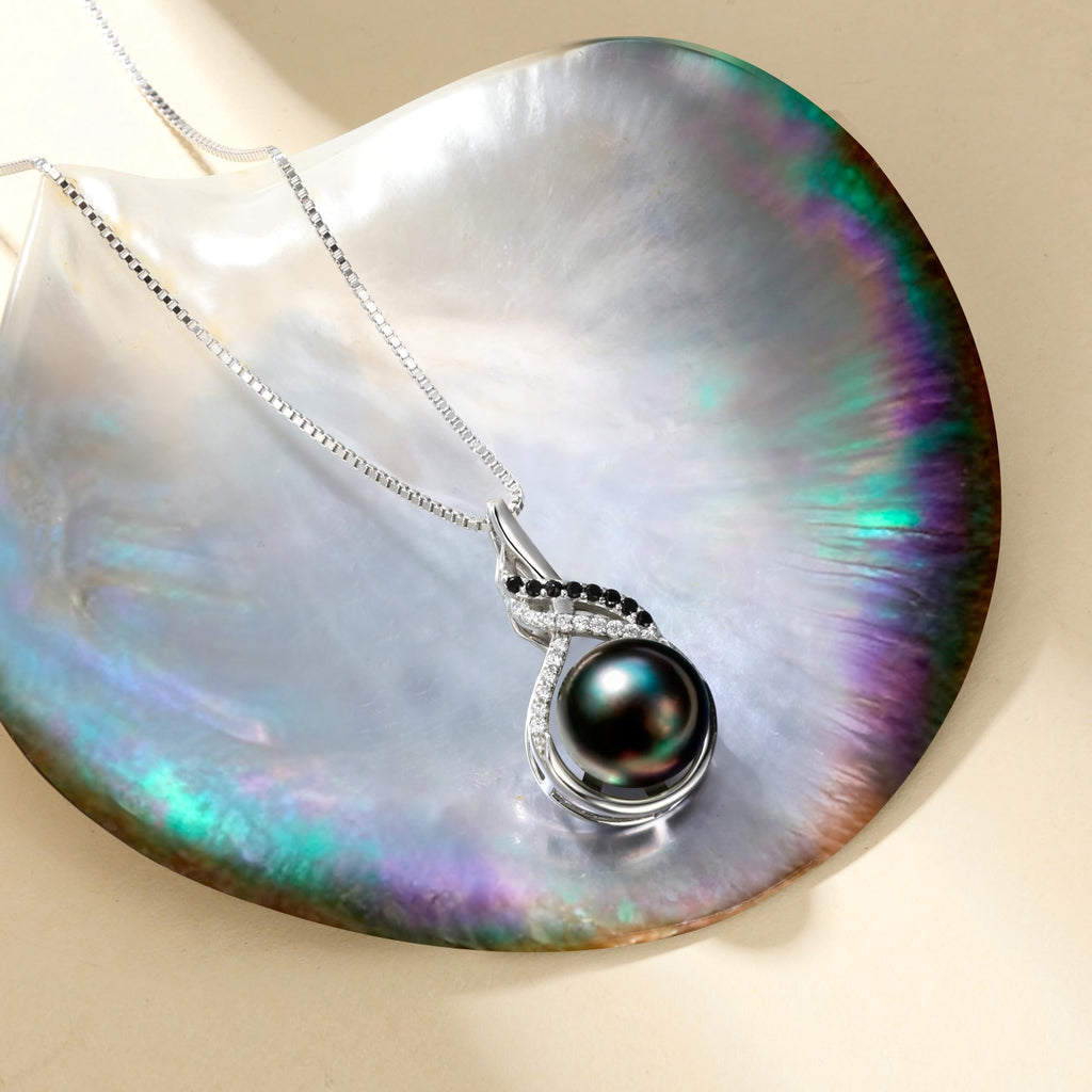 NONNYL Gift for Wife Women Wedding Birthday Anniversary Jewelry- Mother's Day Valentines Day Gifts for Mom Her Black Pearl Necklace for Women | Birthday Gifts for Women Wife Christmas