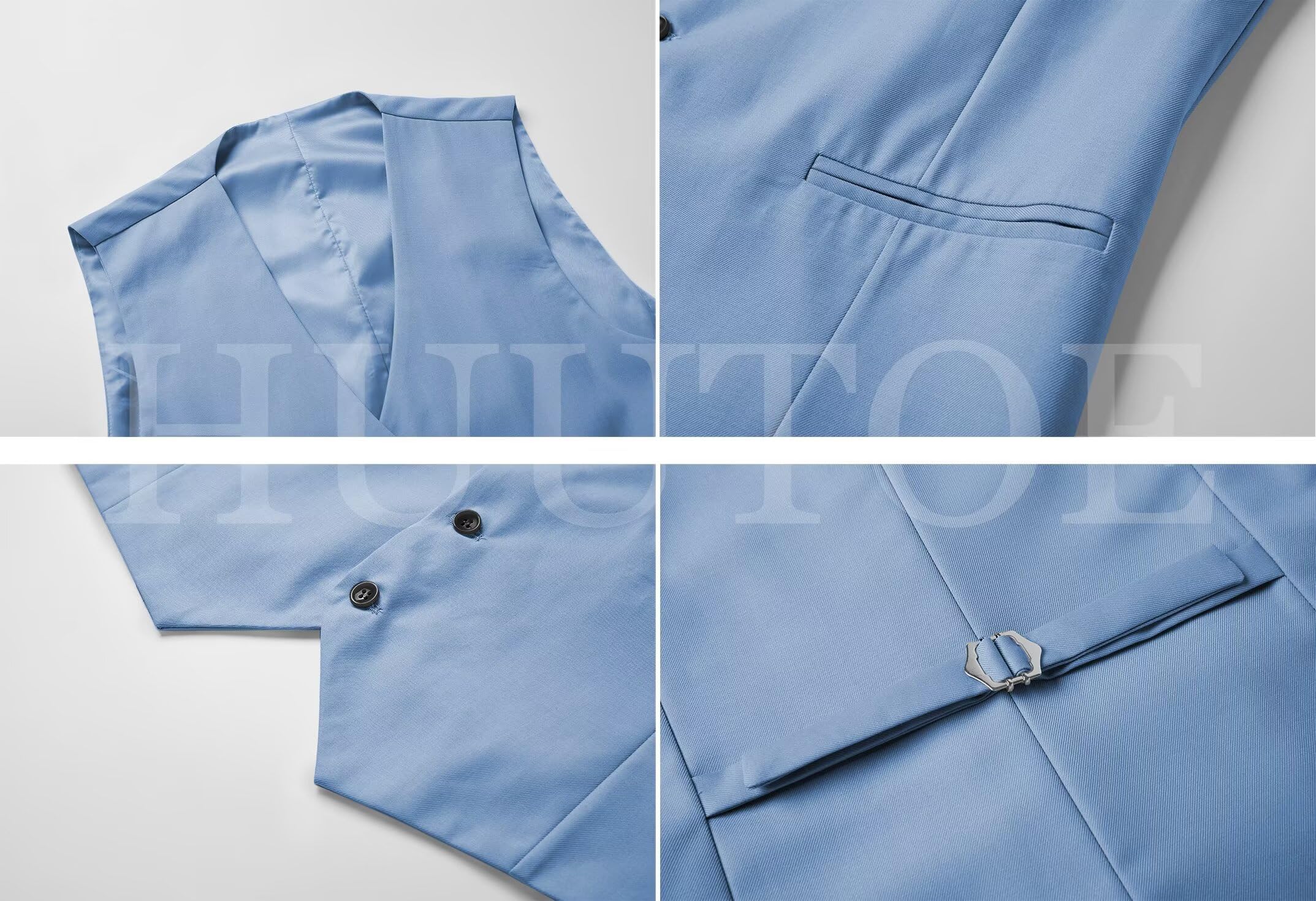 HUUTOE Dusty Blue Suits for Men Slim Fit Prom Wedding Business Party Tuxedo Blazer Vest and Pants Set Size Medium