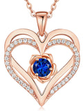 CDE Valentines Day Gifts for Women S925 Silver Rose Gold Heart Birthstone Necklaces for Women，Ideal Anniversary or Birthday Jewelry Gifts for Wife Girlfriend Her