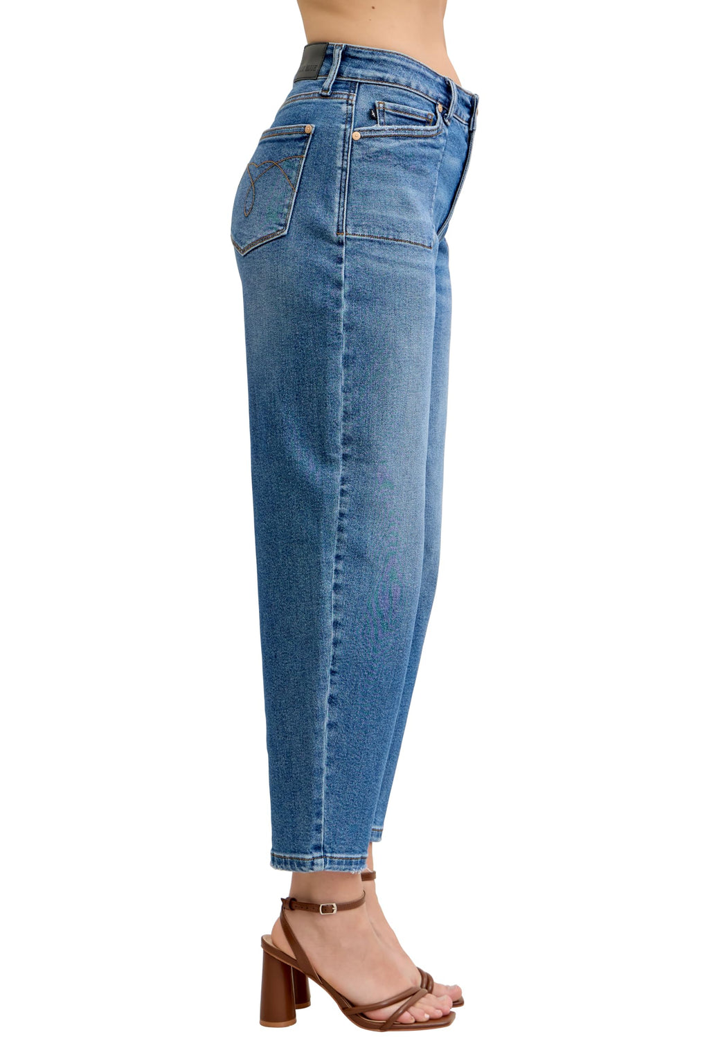 Judy Blue Womens Jeans - High Waisted Soft Barrel Stitch Thru Pocket (5, Dark Blue)
