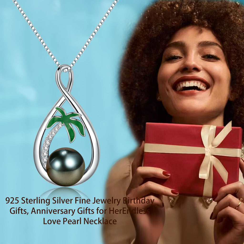 NONNYL Birthday Gifts for Women Wife Gift Anniversary,Tahitian Pearl Necklace, Mothers Day Gifts for Mom Wife Women Jewelry Gift, Christmas Valentine's Day for Her (Tahitian Black Pearl)