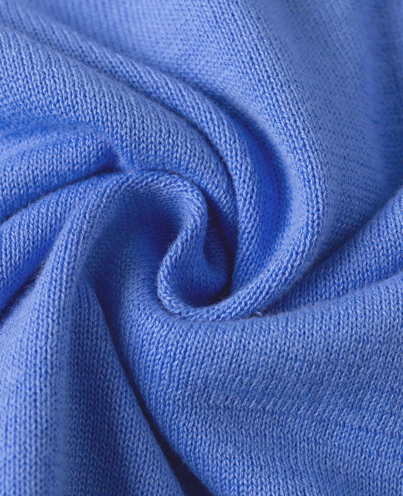 QUALFORT Women's 100% Cotton V-Neck Sweater, Basic Lightweight Long Sleeve Pullover Blue Medium