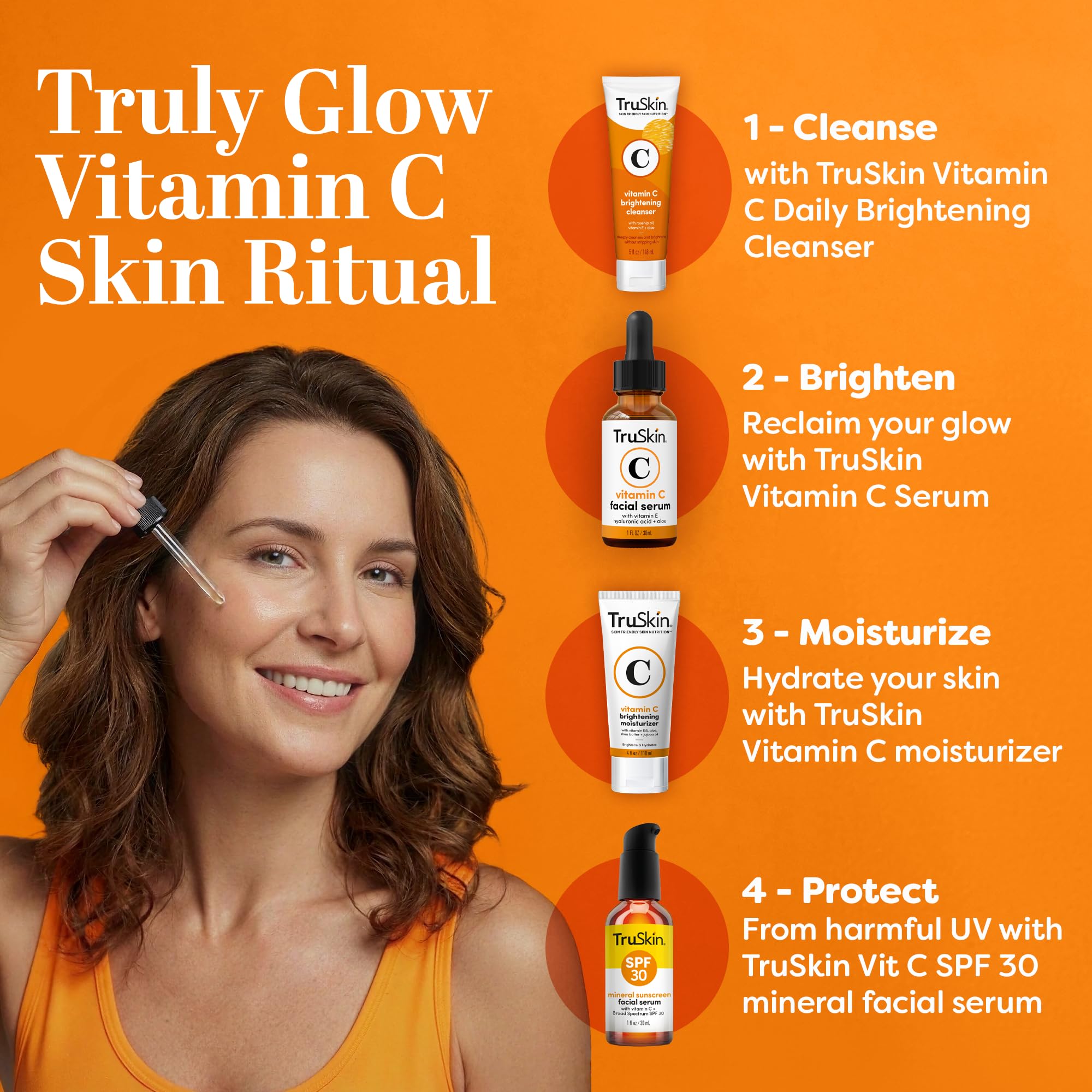 TruSkin Vitamin C Serum for Face – Anti Aging Face Serum with Hyaluronic Acid & Vitamin E – Brightening Formula for Improving Appearance of Dark Spots, Fine Lines & Wrinkles – All Skin Types, 2 Fl Oz