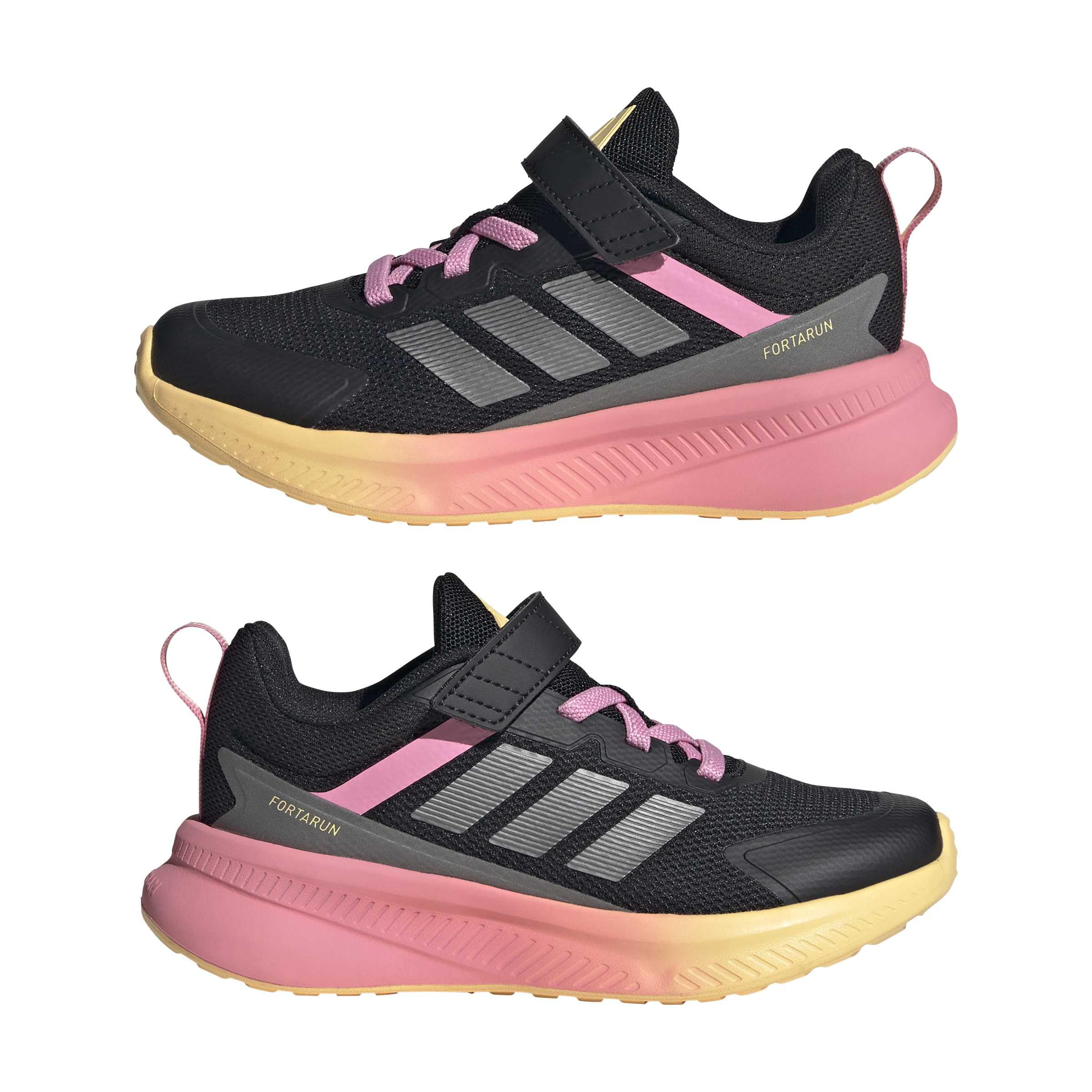 adidas Unisex-Kids Fortarun 4.0, Black/Iron Metallic/Bliss Pink, 3