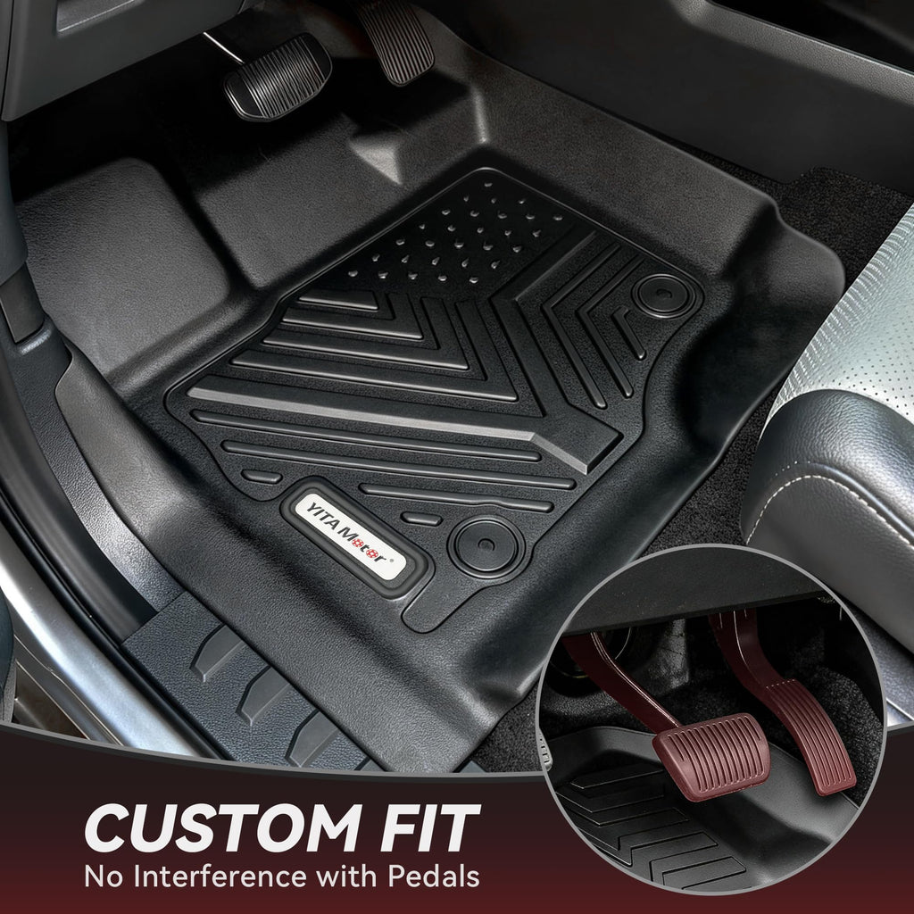 YITAMOTOR Floor Mats Fit for Ford F-150 2015-2026 & F150 Lightning 2022-2026 SuperCrew (Rear w/o U-Seat Flat Storage),TPE All Weather Truck mats, 1st & 2nd Row