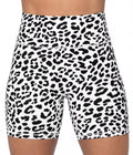 Sunzel 5" Waist Biker Shorts for Women No Front Seam Soft Yoga Workout Gym Bike Shorts Tummy Control Squat Proof Leopard White Medium