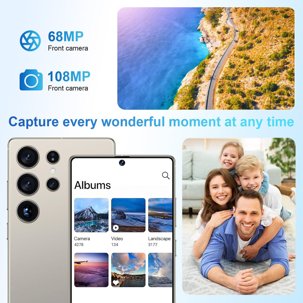 Fadnou I25 Ultra Unlocked Cell Phone, Built in Pen, Smartphone Battery 7000mAh, 6.99" HD Screen Unlocked Phones, 16+512GB 5G The Phone Android 14, Face ID/Fingerprint Lock/GPS (Gray)