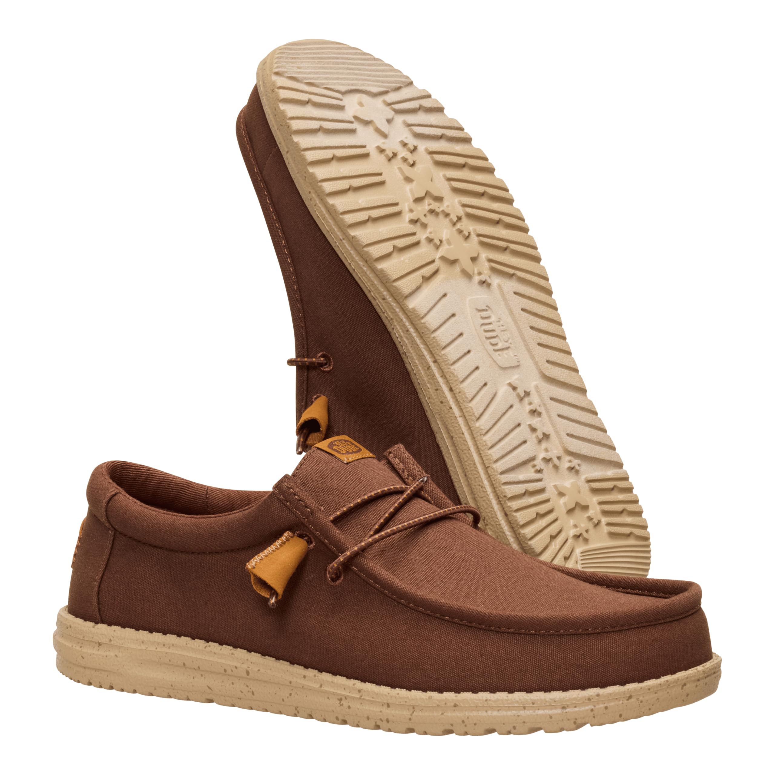 HEYDUDE Men's Wally Canvas Brown Size 9, Men’s Shoes, Slip-on Loafers, Comfortable & Light-Weight