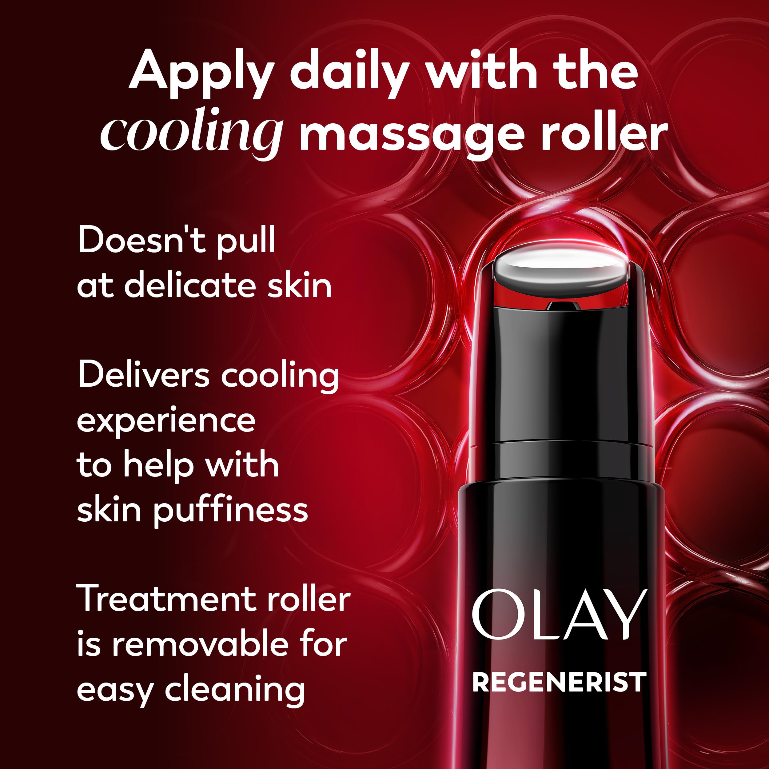 Olay Regenerist Neck and Face Roller, Neck Cream for Tightening and Firming, Anti-Aging Moisturizer for Women, Anti-Wrinkle Serum, Face Lift Cream, Cooling, Fragrance-Free, Hexa-Repair & NAD+, 1.7oz