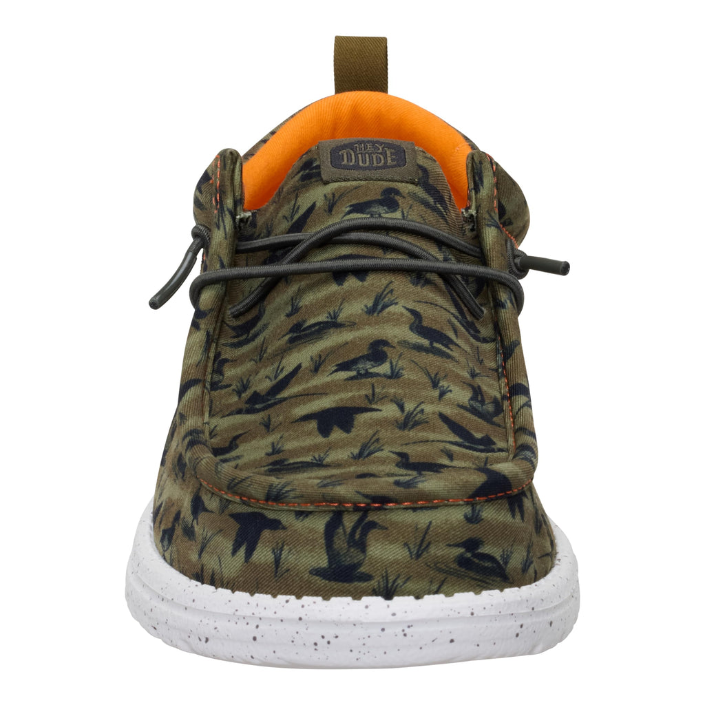 HEYDUDE Wally Funk Duck Print Dark Olive/Multi 11, Mens Shoes, Slip-on Loafers, Comfortable & Light-Weight