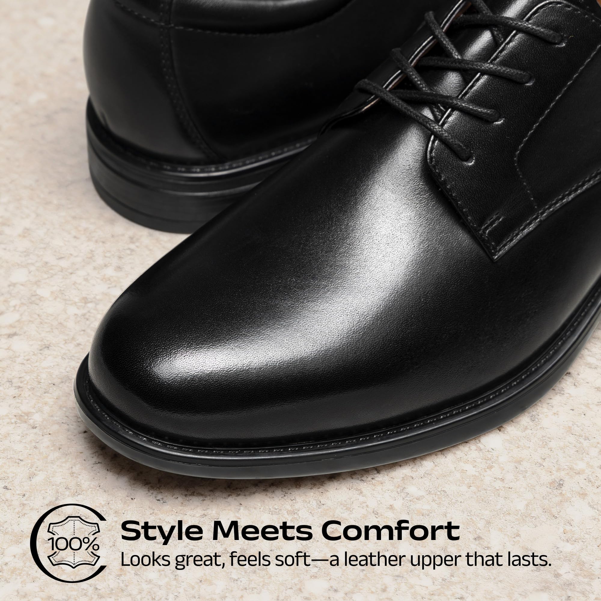 Bruno Marc Men's Classic Leather Dress Shoes Comfort Oxfords Business Formal Lace Up Shoes,Size 10.5,Black,SBOX26007M